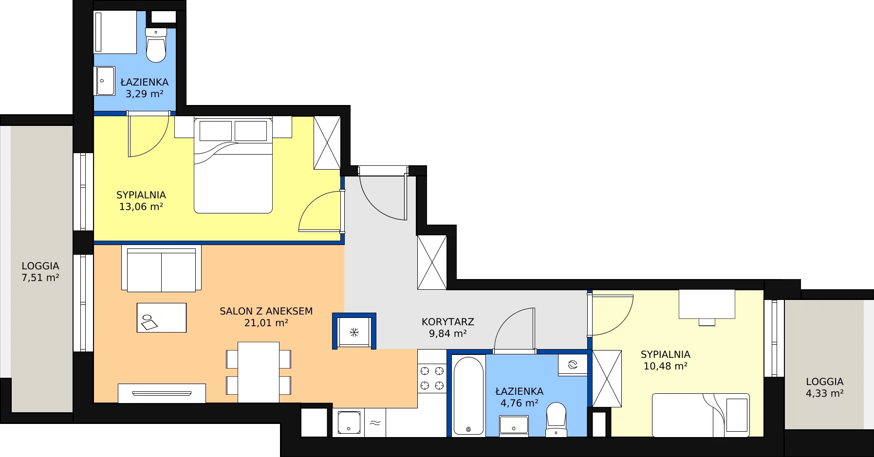 Nowe mieszkanie, 64,09 m², 3 pokoje, 1 piętro, oferta nr III/C129