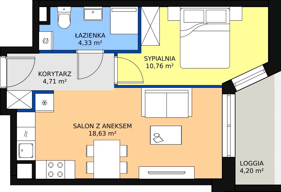 Zalety mieszkania 39.47 m², III/E202