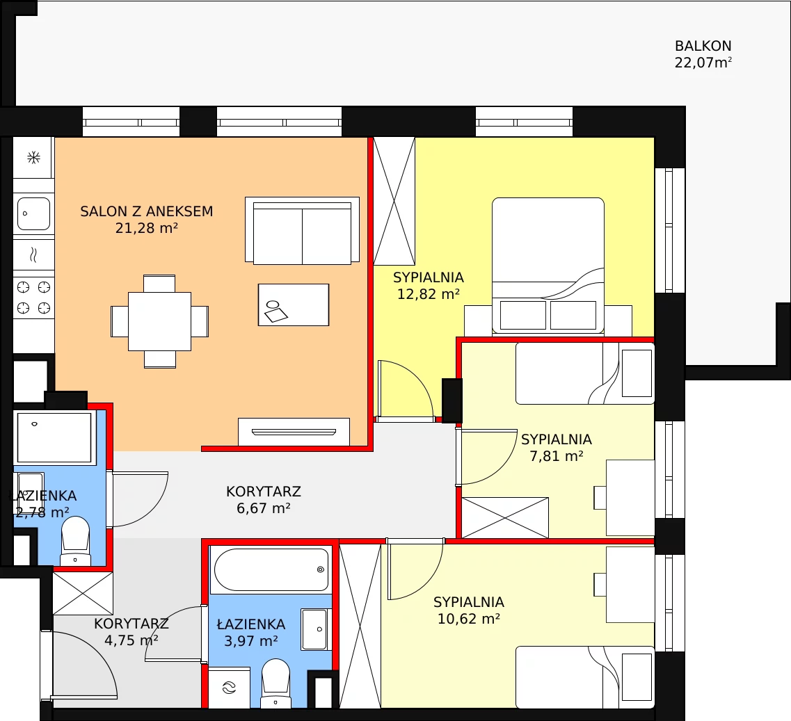 4 pokoje, mieszkanie 73,03 m², piętro 2, oferta nr I/38A, Olchowy Park, Warszawa, Białołęka, Kobiałka, ul. Mańkowska