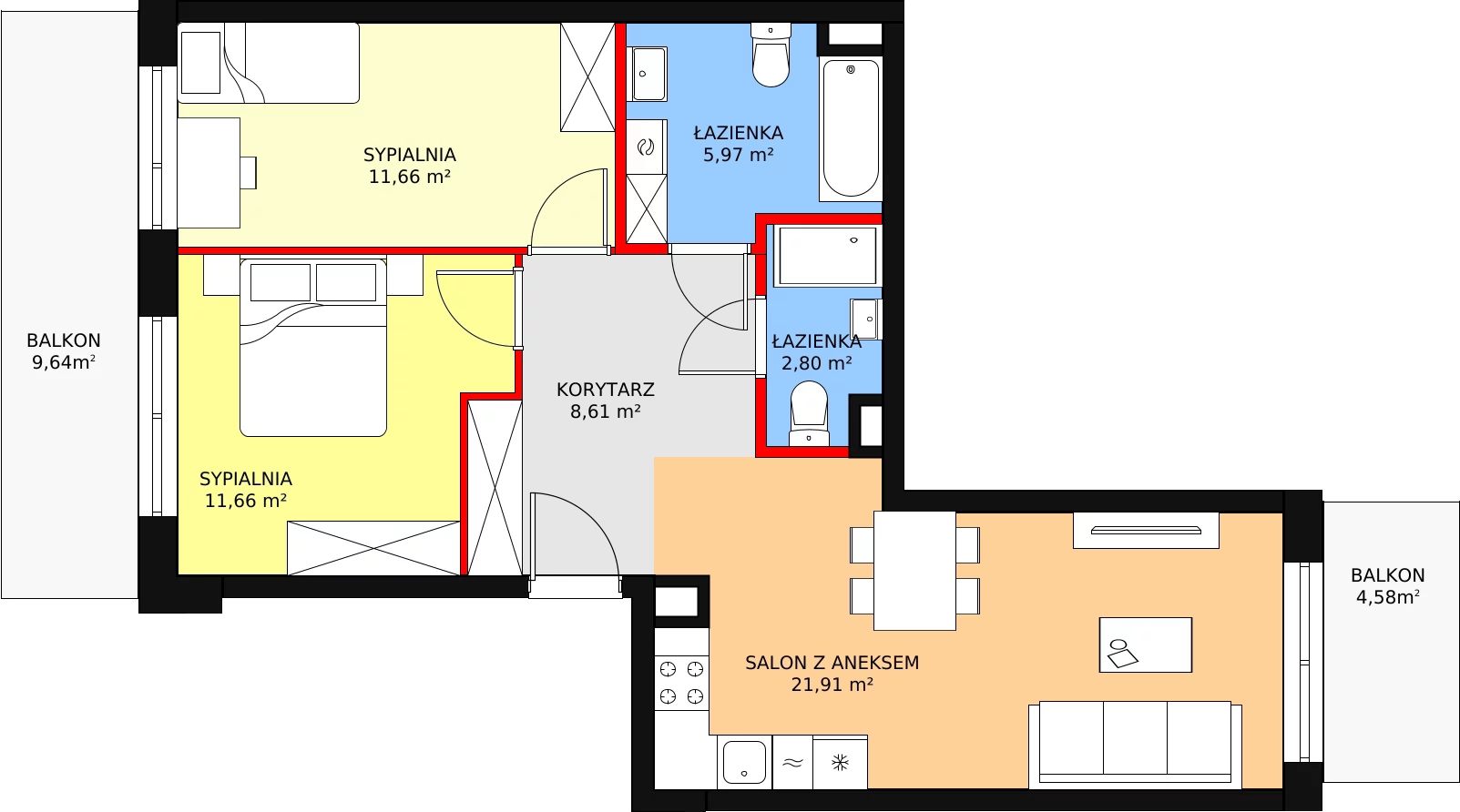 3 pokoje, mieszkanie 64,48 m², piętro 2, oferta nr IV/37, Olchowy Park, Warszawa, Białołęka, Kobiałka, ul. Mańkowska