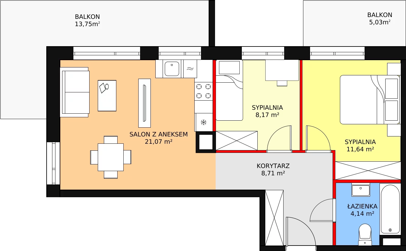 Mieszkanie 54,92 m², piętro 2, oferta nr I/18B, Olchowy Park, Warszawa, Białołęka, Kobiałka, ul. Mańkowska