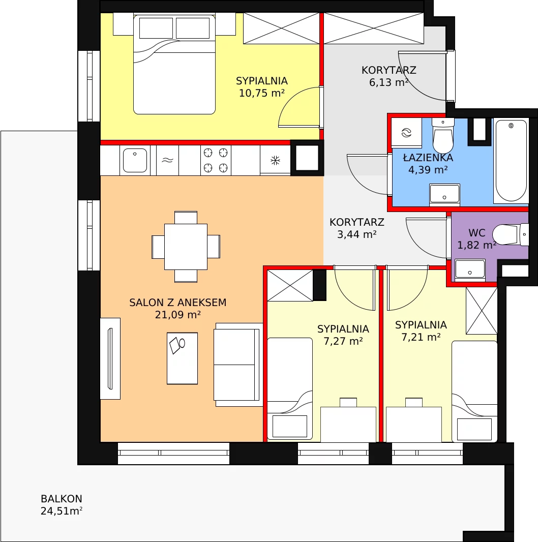 Mieszkanie 64,09 m², piętro 2, oferta nr I/61B, Olchowy Park, Warszawa, Białołęka, Kobiałka, ul. Mańkowska