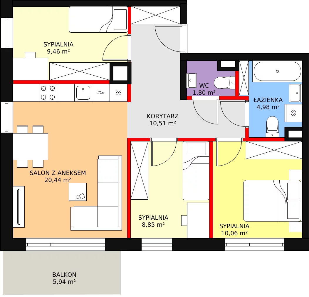 Mieszkanie 68,95 m², piętro 1, oferta nr V/82, Nova Viva Garden, Warszawa, Białołęka, Brzeziny, ul. Włodkowica 9