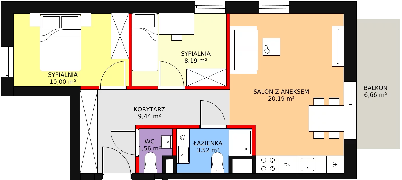 Mieszkanie 55,02 m², piętro 2, oferta nr VI/100, Nova Viva Garden, Warszawa, Białołęka, Brzeziny, ul. Włodkowica 9