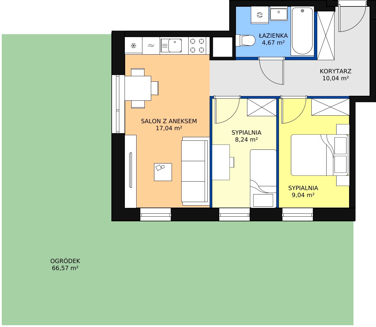 Zalety mieszkania 50.44 m², I/37