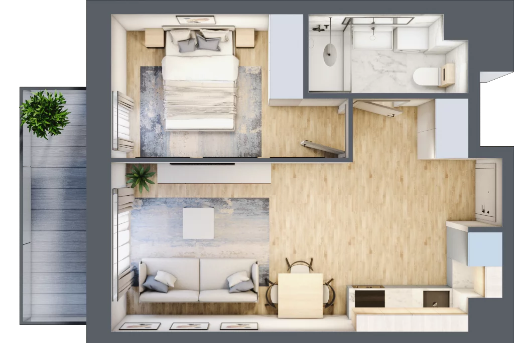 2 pokoje, mieszkanie 36,84 m², piętro 3, oferta nr I/59, Neo Nova Ochota, Warszawa, Włochy, Raków, ul. Łopuszańska 36A