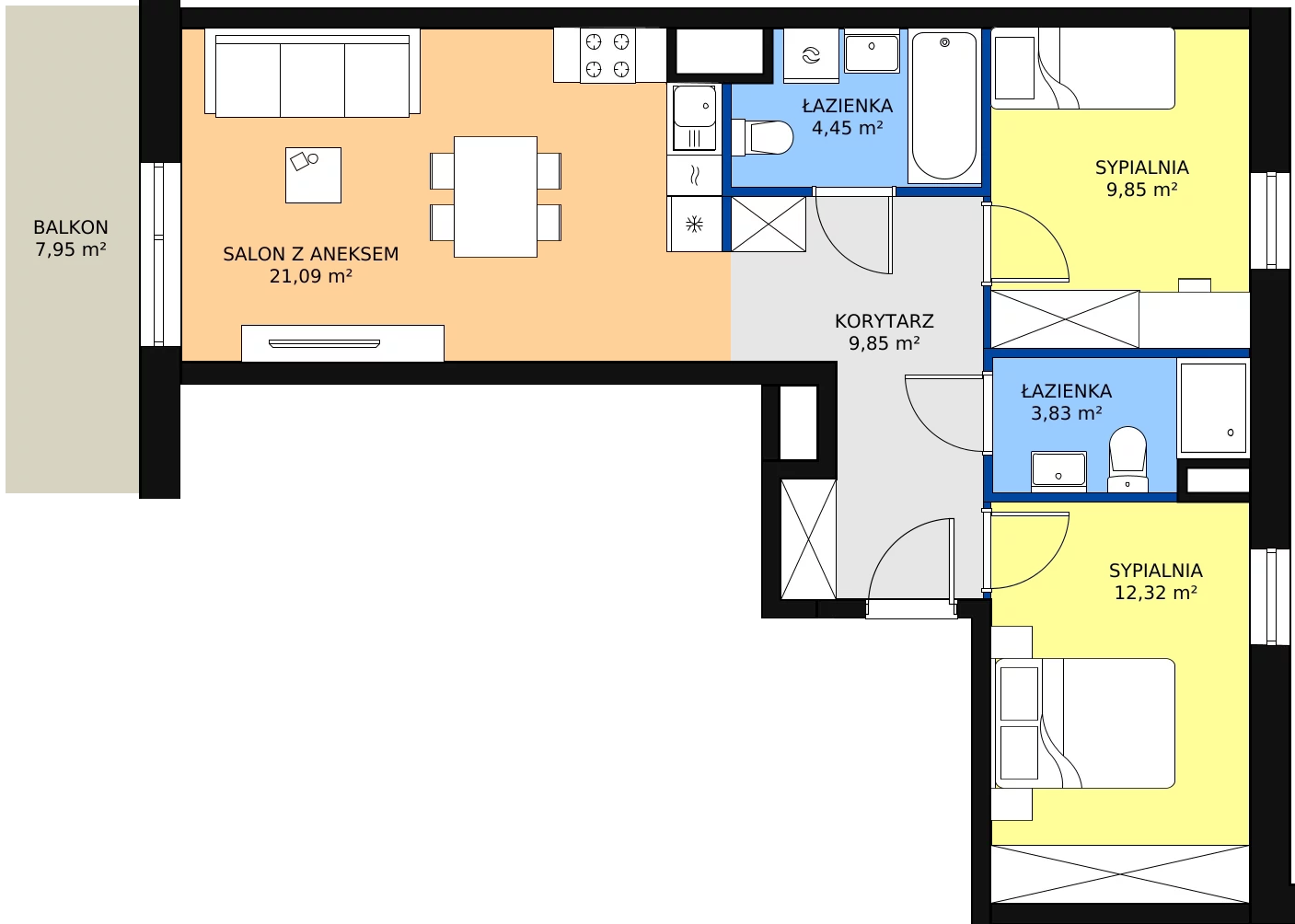 Zalety mieszkania 62.88 m², I/42