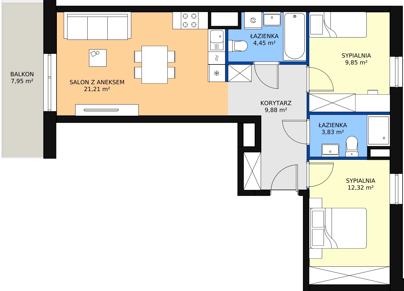 Zalety mieszkania 63.03 m², I/74