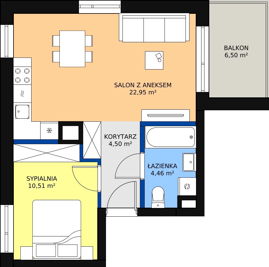 Zalety mieszkania 43.64 m², XI/12