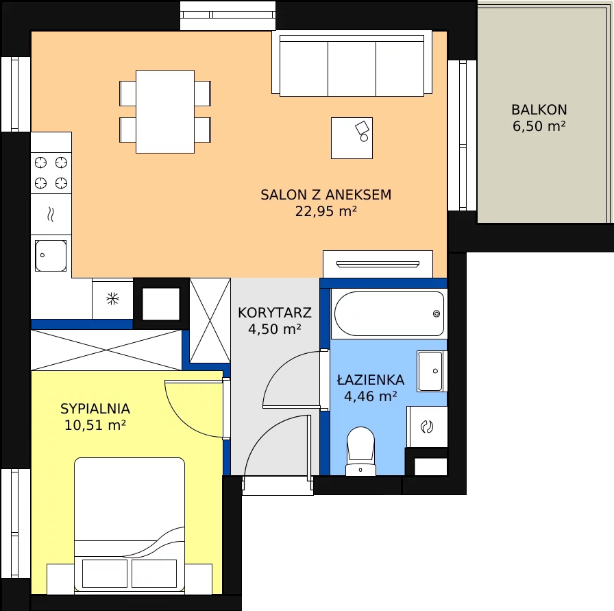 Zalety mieszkania 43.64 m², XI/20