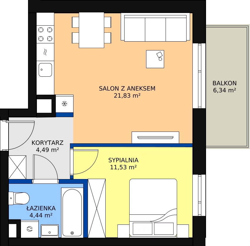 Zalety mieszkania 43.65 m², XI/13
