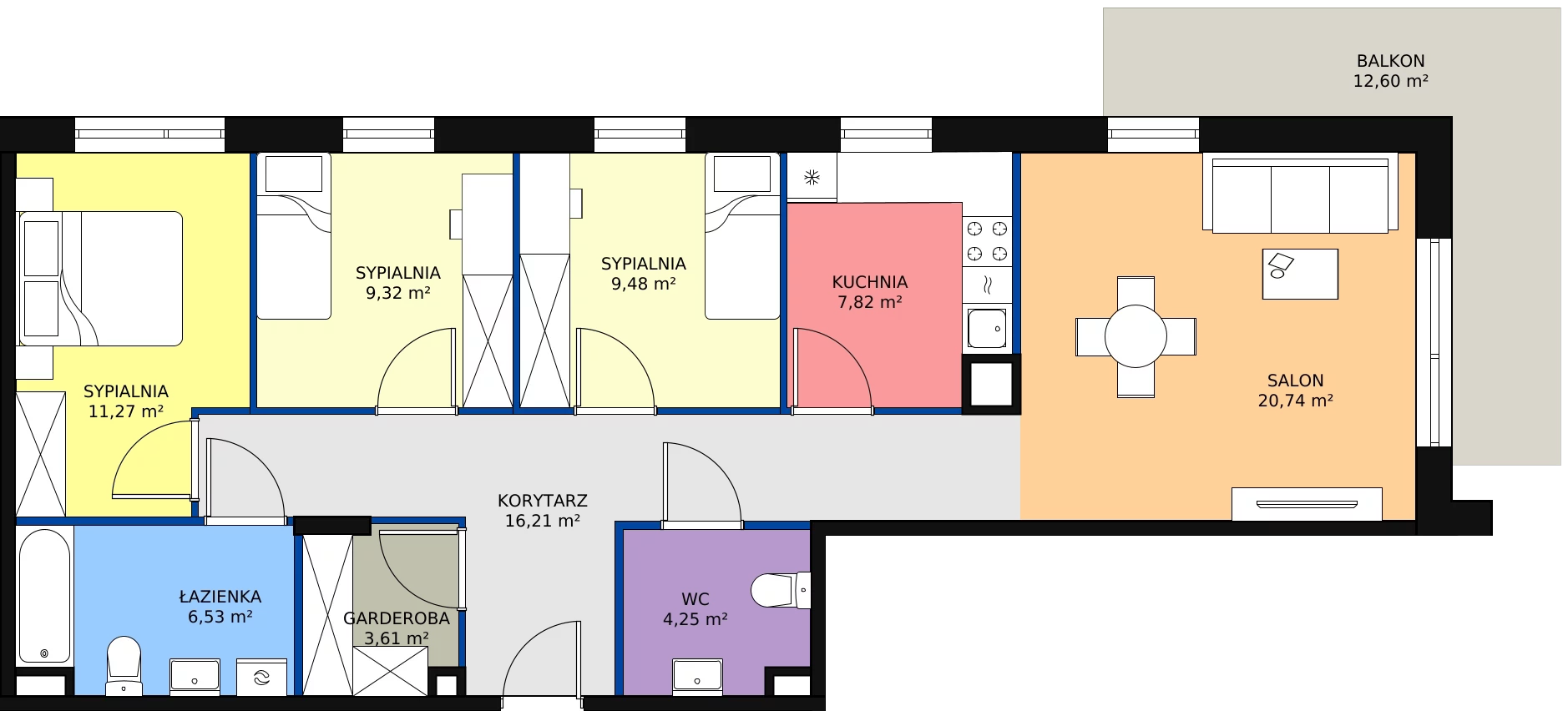 Nowe mieszkanie, 92,24 m², 4 pokoje, 1 piętro, oferta nr VII/20