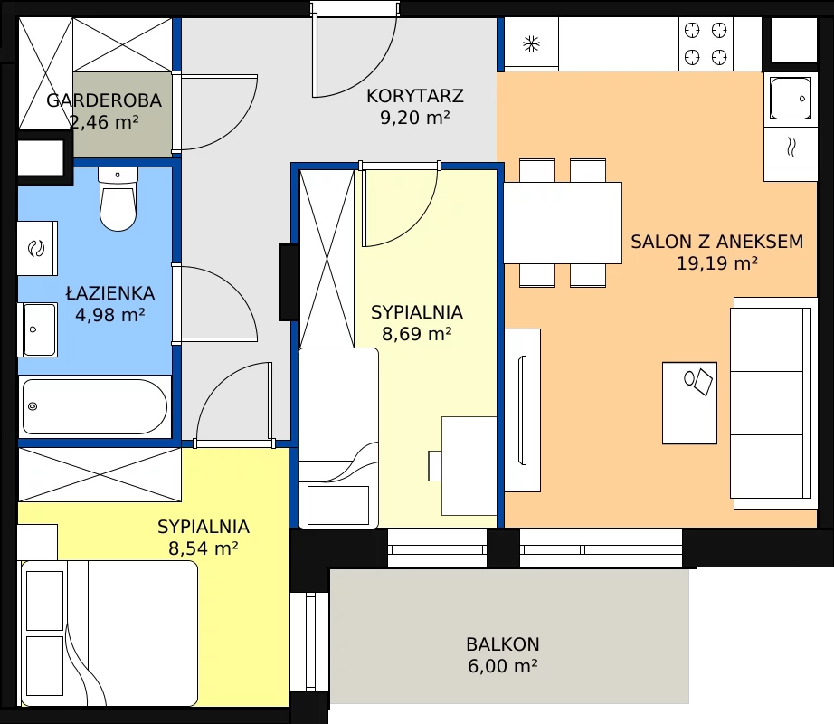 Zalety mieszkania 54.73 m², VII/81