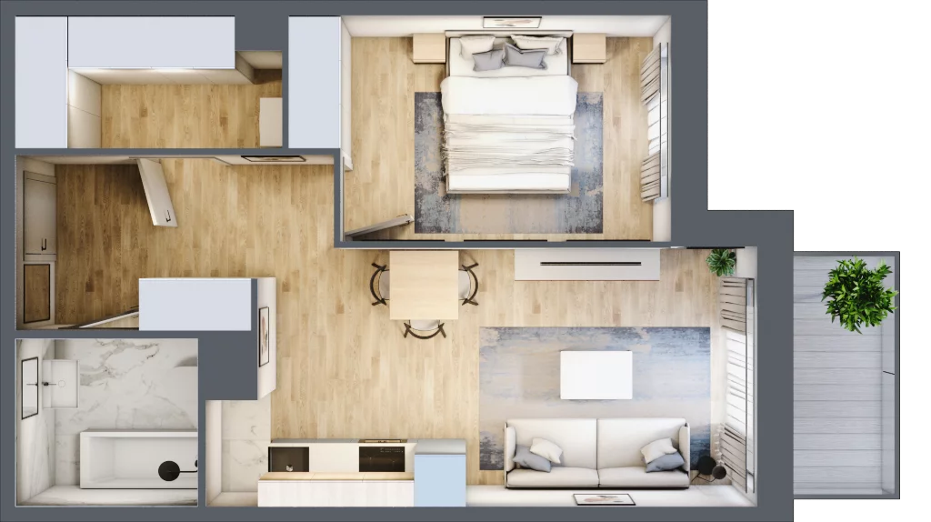 2 pokoje, mieszkanie 45,15 m², piętro 1, oferta nr VII/61, Olchowy Park 7, Warszawa, Białołęka, Kobiałka, ul. Marii Callas 4A