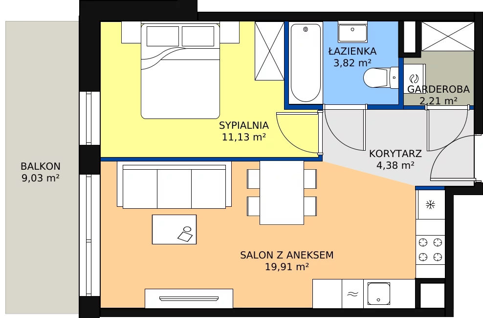 Zalety mieszkania 42.56 m², VII/66