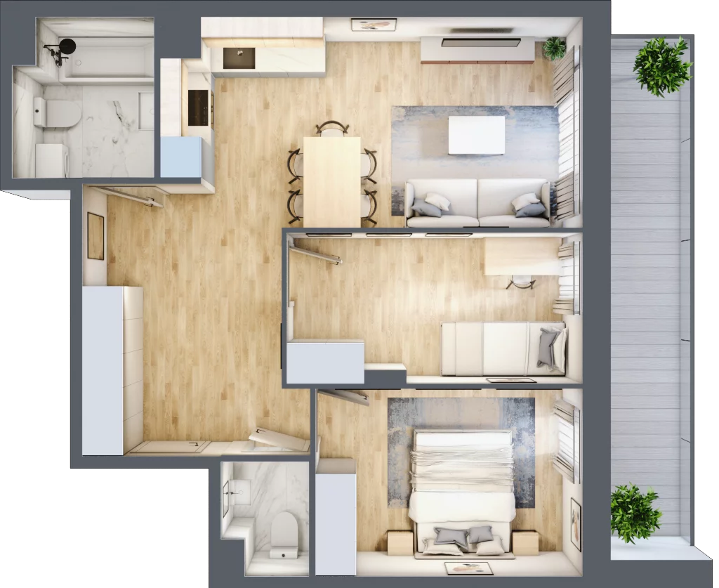 3 pokoje, mieszkanie 58,62 m², piętro 2, oferta nr VII/72, Olchowy Park 7, Warszawa, Białołęka, Kobiałka, ul. Marii Callas 4A