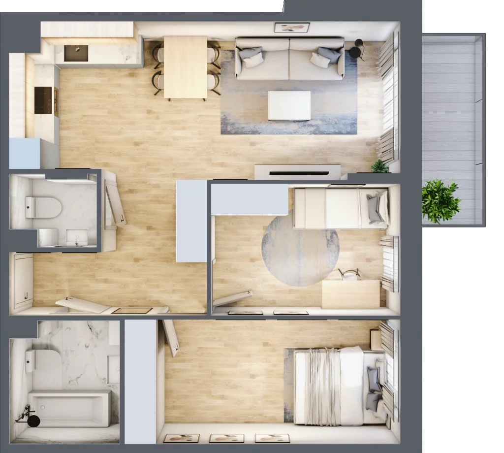 3 pokoje, mieszkanie 60,85 m², piętro 2, oferta nr VII/73, Olchowy Park 7, Warszawa, Białołęka, Kobiałka, ul. Marii Callas 4A