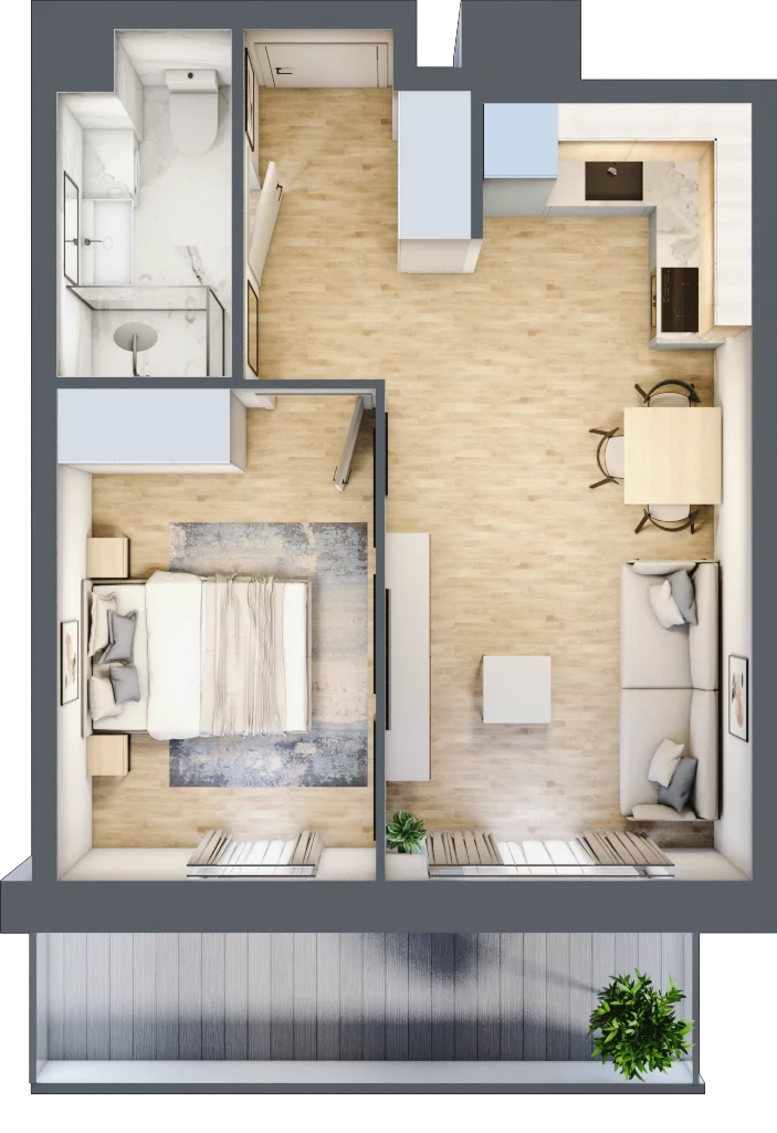 2 pokoje, mieszkanie 37,02 m², piętro 6, oferta nr II/39, Neo Nova Ochota 2, Warszawa, Włochy, Raków, ul. Łopuszańska 36B