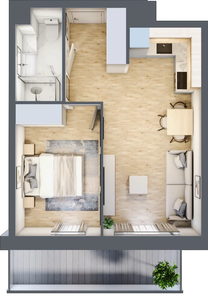2 pokoje, mieszkanie 37,34 m², piętro 6, oferta nr II/40, Neo Nova Ochota 2, Warszawa, Włochy, Raków, ul. Łopuszańska 36B