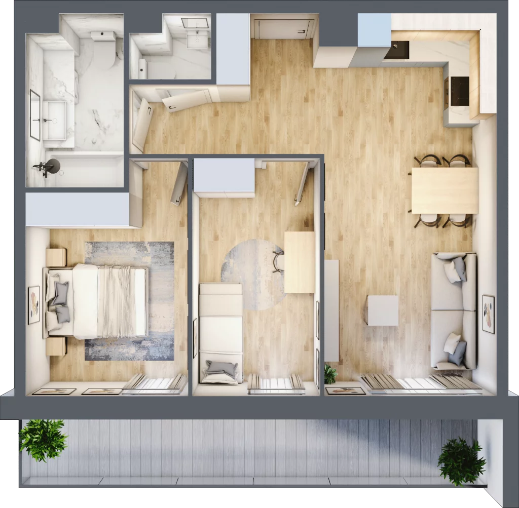 3 pokoje, mieszkanie 57,74 m², piętro 5, oferta nr II/77, Neo Nova Ochota 2, Warszawa, Włochy, Raków, ul. Łopuszańska 36B