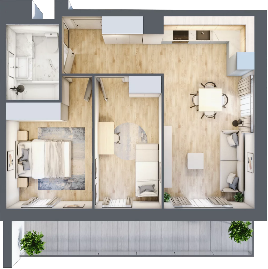 3 pokoje, mieszkanie 54,92 m², piętro 4, oferta nr II/72, Neo Nova Ochota 2, Warszawa, Włochy, Raków, ul. Łopuszańska 36B