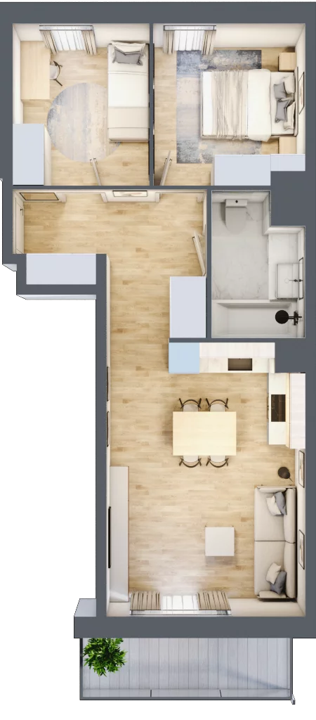 3 pokoje, mieszkanie 53,25 m², piętro 2, oferta nr II/14, Neo Nova Ochota 2, Warszawa, Włochy, Raków, ul. Łopuszańska 36B