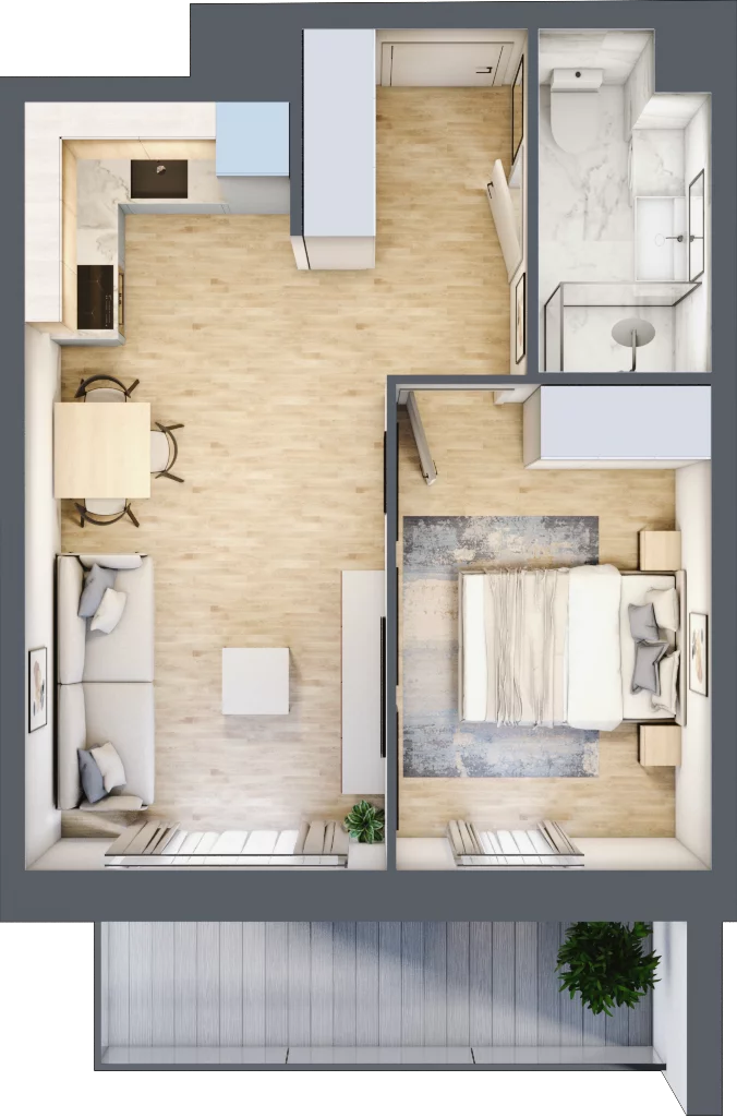 2 pokoje, mieszkanie 37,34 m², piętro 1, oferta nr II/47, Neo Nova Ochota 2, Warszawa, Włochy, Raków, ul. Łopuszańska 36B
