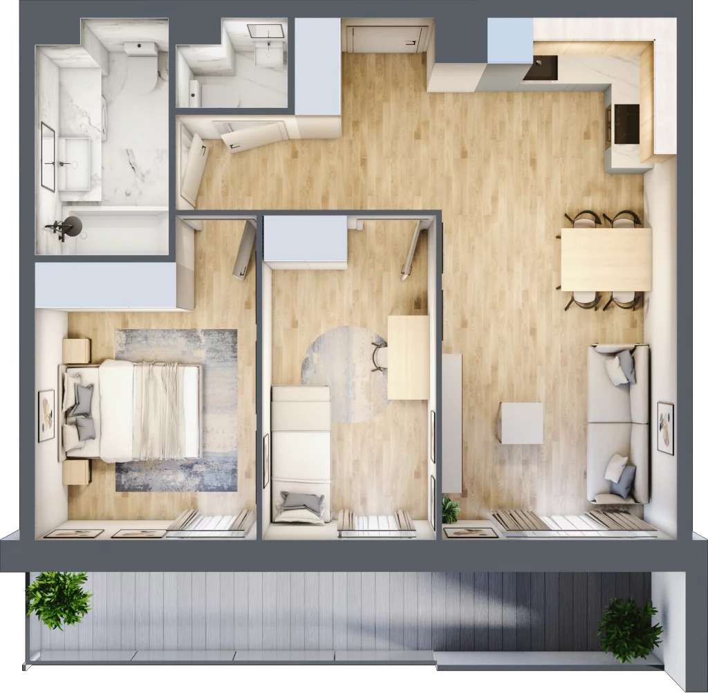 3 pokoje, mieszkanie 57,74 m², piętro 1, oferta nr II/49, Neo Nova Ochota 2, Warszawa, Włochy, Raków, ul. Łopuszańska 36B