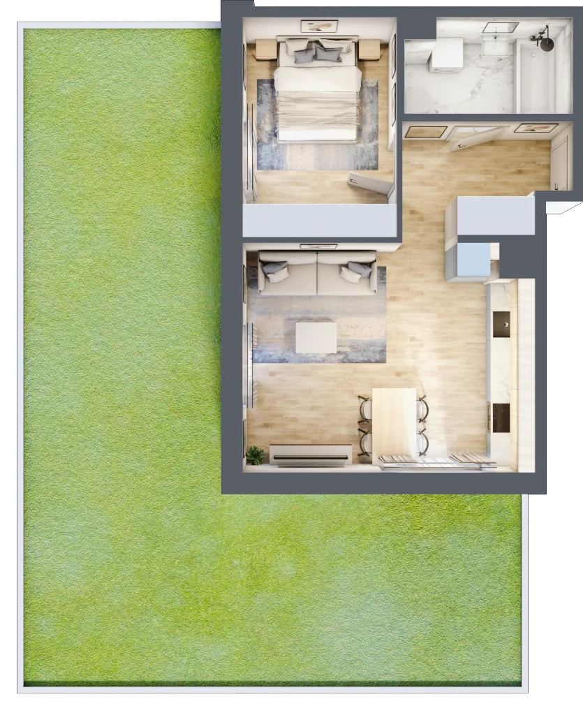 2 pokoje, mieszkanie 45,46 m², parter, oferta nr A-2, Miasteczko Julianów, Julianów, ul. Urbanistów