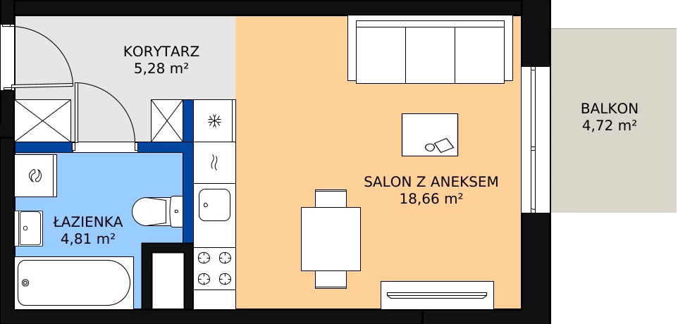 Zalety mieszkania 29.41 m², A-33