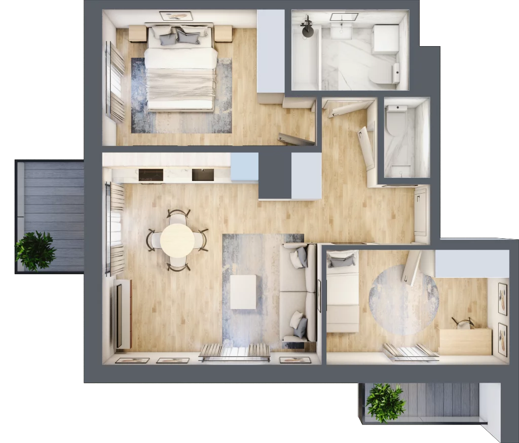 3 pokoje, mieszkanie 57,23 m², piętro 3, oferta nr B-109, Miasteczko Julianów, Julianów, ul. Urbanistów