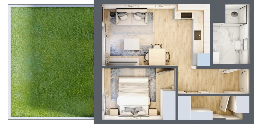2 pokoje, mieszkanie 38,43 m², parter, oferta nr B-70, Miasteczko Julianów, Julianów, ul. Urbanistów