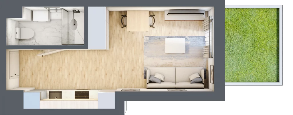 1 pokój, mieszkanie 26,09 m², parter, oferta nr B-75, Miasteczko Julianów, Julianów, ul. Urbanistów