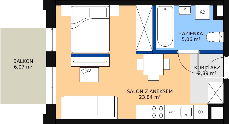 Zalety mieszkania 32.84 m², B-82