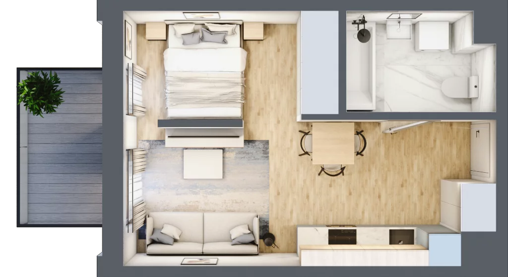 1 pokój, mieszkanie 32,84 m², piętro 1, oferta nr B-82, Miasteczko Julianów, Julianów, ul. Urbanistów