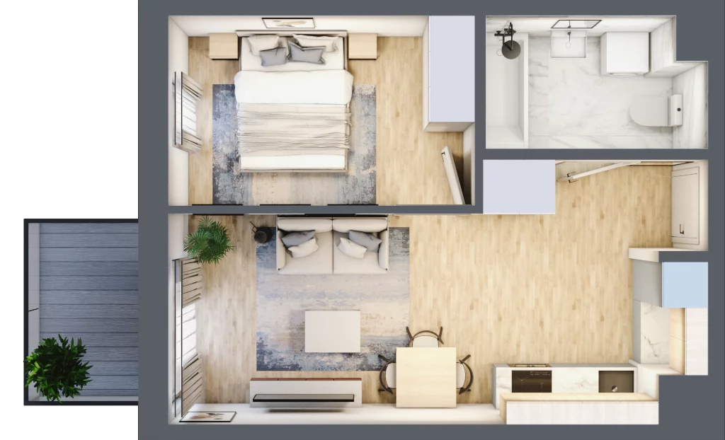 2 pokoje, mieszkanie 37,56 m², piętro 2, oferta nr B-95, Miasteczko Julianów, Julianów, ul. Urbanistów