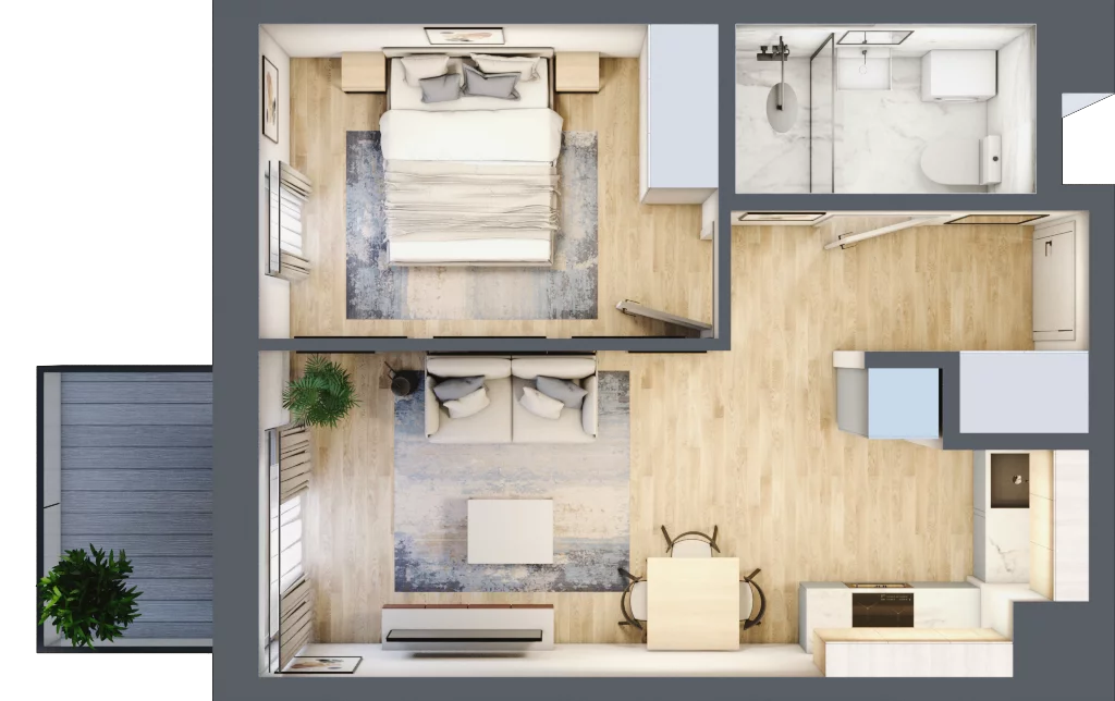 2 pokoje, mieszkanie 38,55 m², piętro 3, oferta nr B-111, Miasteczko Julianów, Julianów, ul. Urbanistów