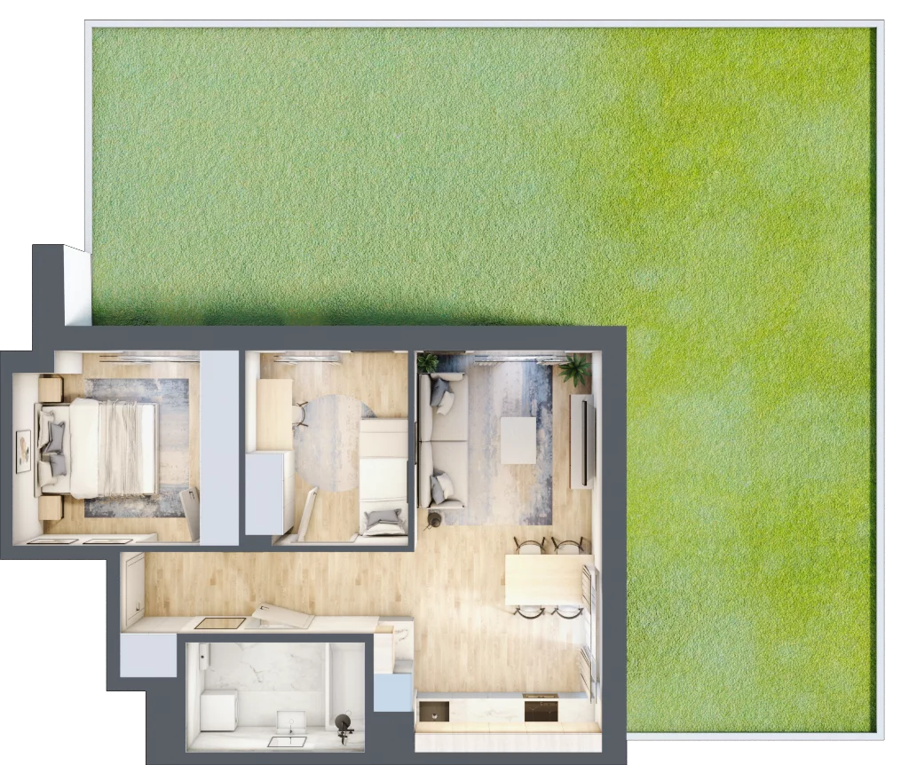 3 pokoje, mieszkanie 52,77 m², parter, oferta nr C-125, Miasteczko Julianów, Julianów, ul. Urbanistów