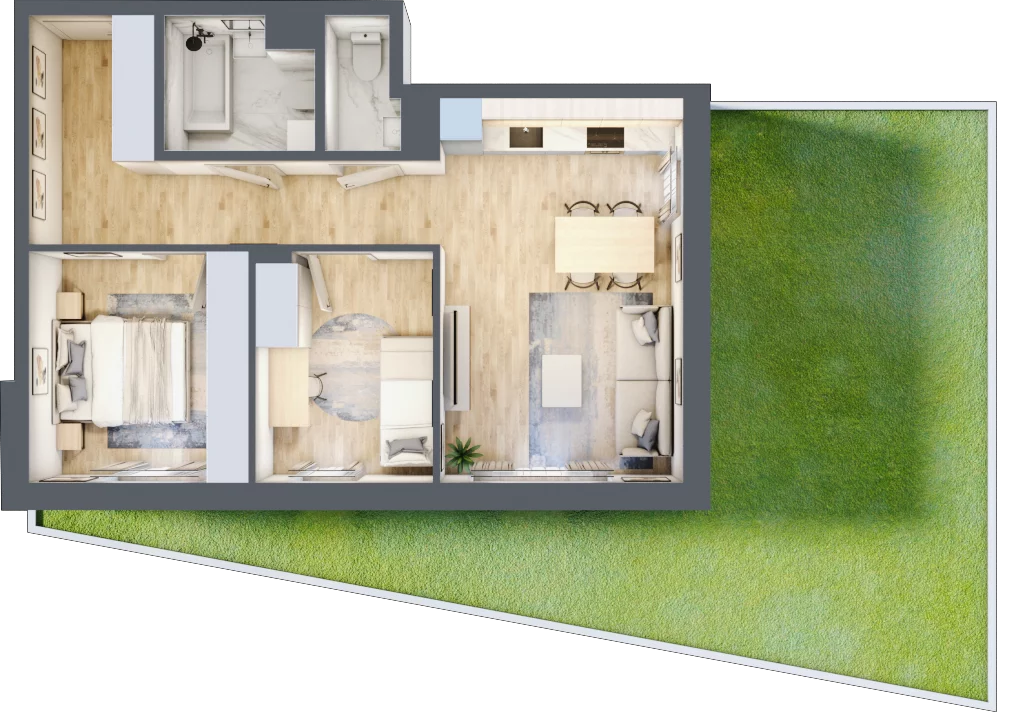 3 pokoje, mieszkanie 57,34 m², parter, oferta nr C-134, Miasteczko Julianów, Julianów, ul. Urbanistów