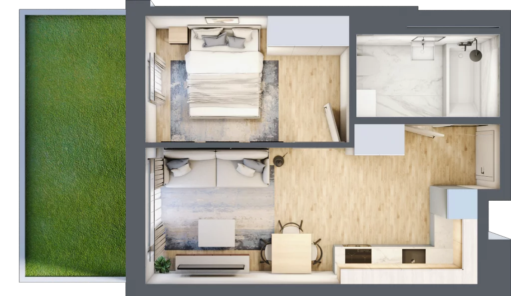 2 pokoje, mieszkanie 36,15 m², parter, oferta nr C-138, Miasteczko Julianów, Julianów, ul. Urbanistów