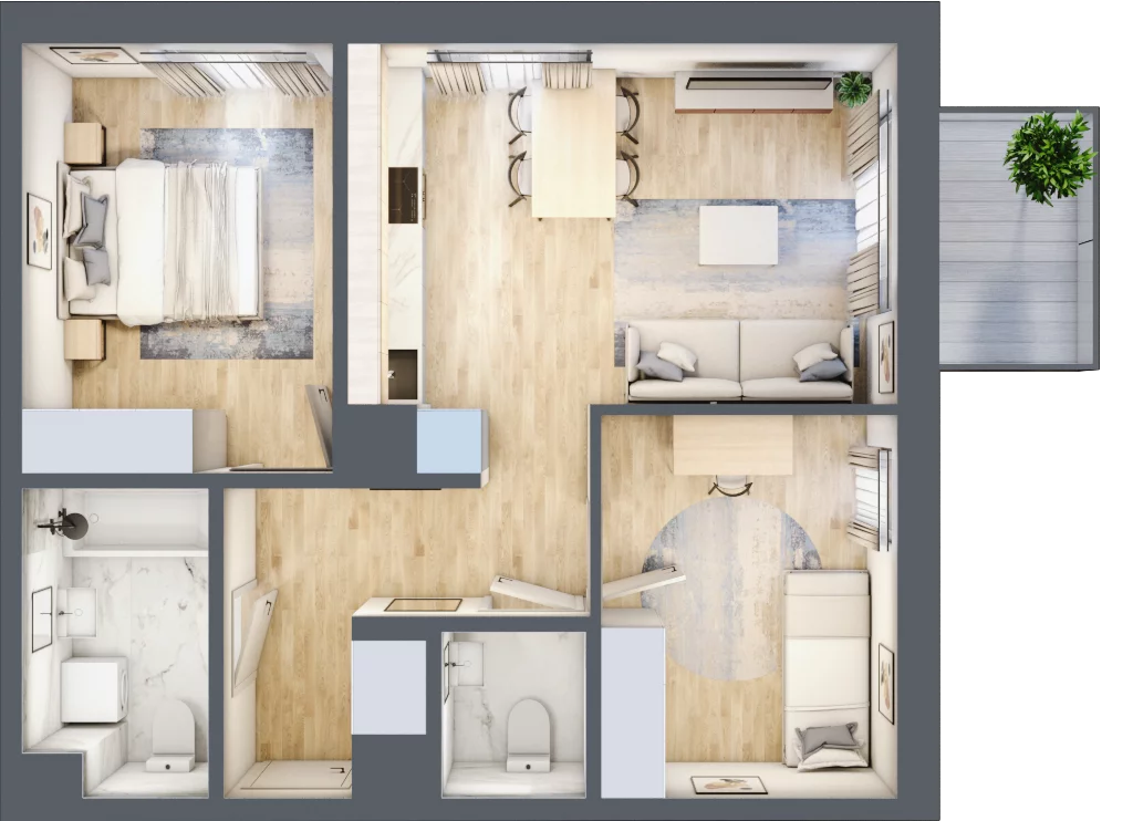 3 pokoje, mieszkanie 56,92 m², piętro 1, oferta nr C-142, Miasteczko Julianów, Julianów, ul. Urbanistów