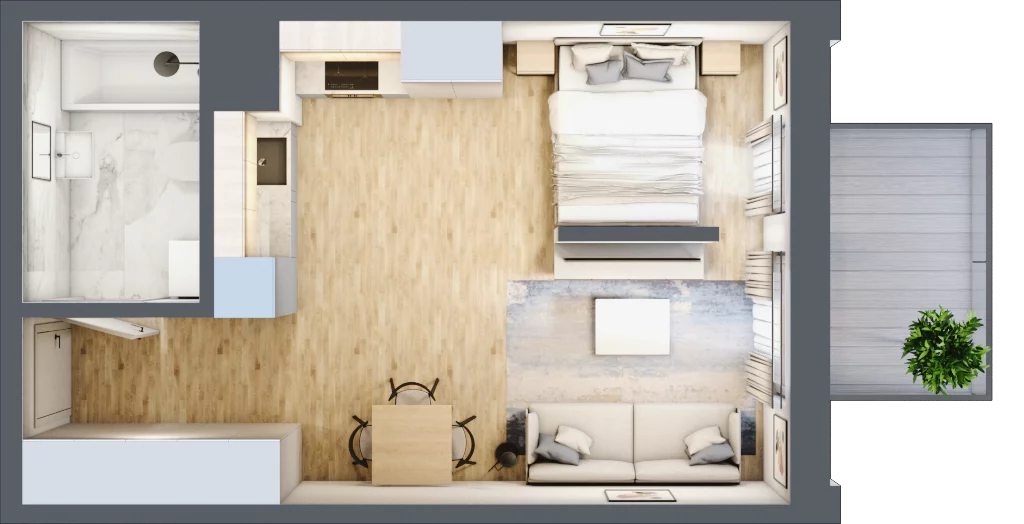 1 pokój, mieszkanie 35,74 m², piętro 1, oferta nr C-147, Miasteczko Julianów, Julianów, ul. Urbanistów