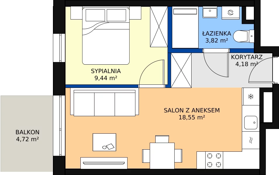 Zalety mieszkania 37.17 m², C-186