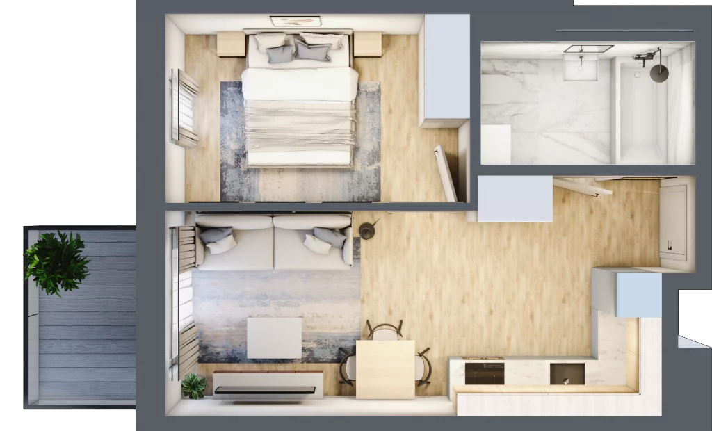 2 pokoje, mieszkanie 36,29 m², piętro 3, oferta nr C-188, Miasteczko Julianów, Julianów, ul. Urbanistów
