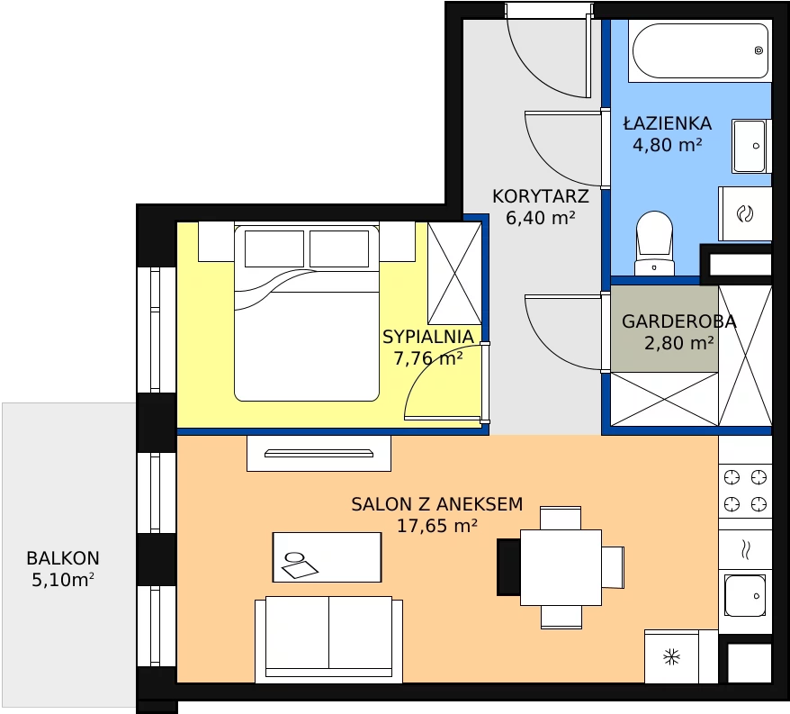 Zalety mieszkania 40.64 m², II/A103