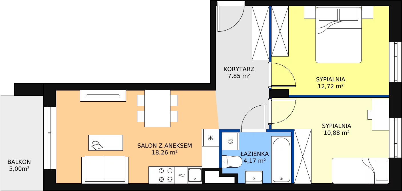 Zalety mieszkania 55.07 m², II/A120