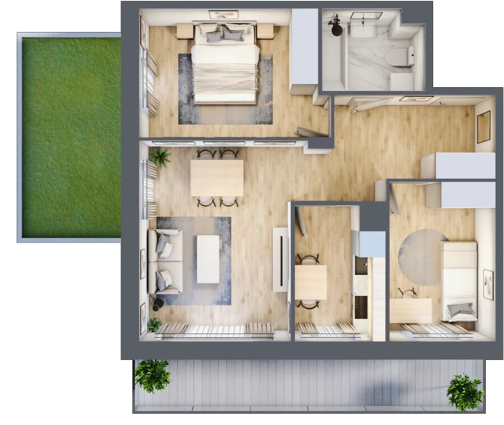 3 pokoje, mieszkanie 59,29 m², parter, oferta nr II/B4, Olchowy Park 2, Warszawa, Białołęka, Kobiałka, ul. Marii Callas 18