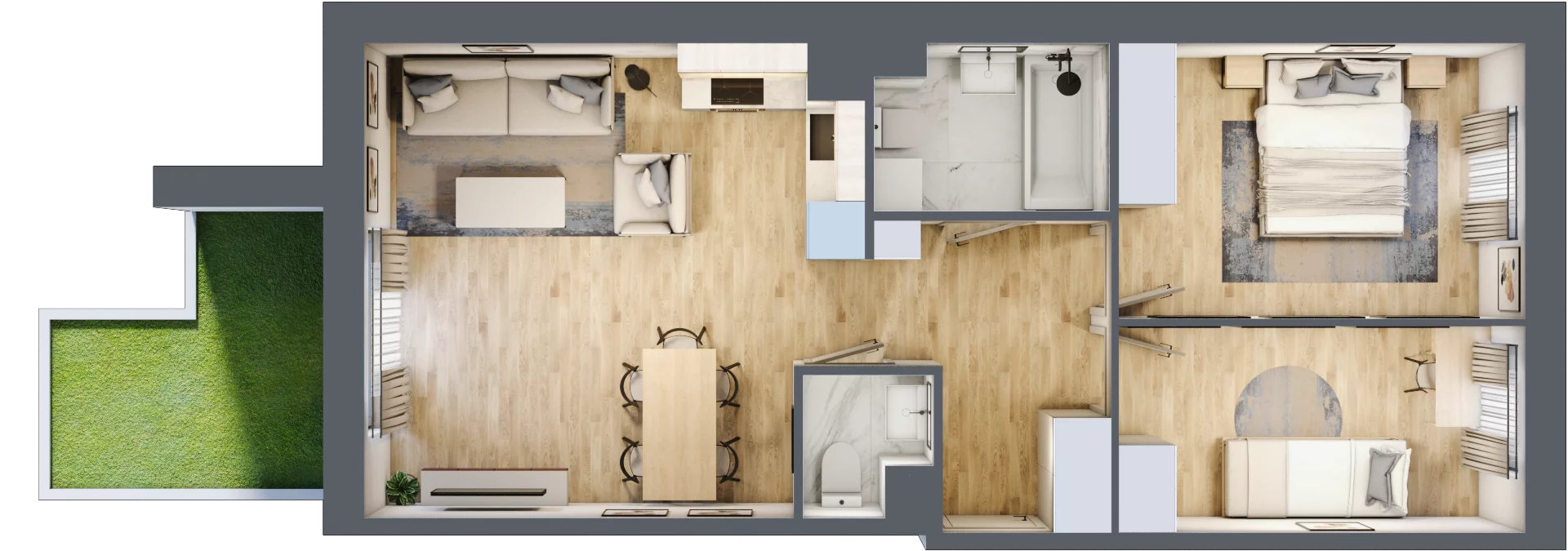 3 pokoje, mieszkanie 59,40 m², parter, oferta nr II/B28, Olchowy Park 2, Warszawa, Białołęka, Kobiałka, ul. Marii Callas 18