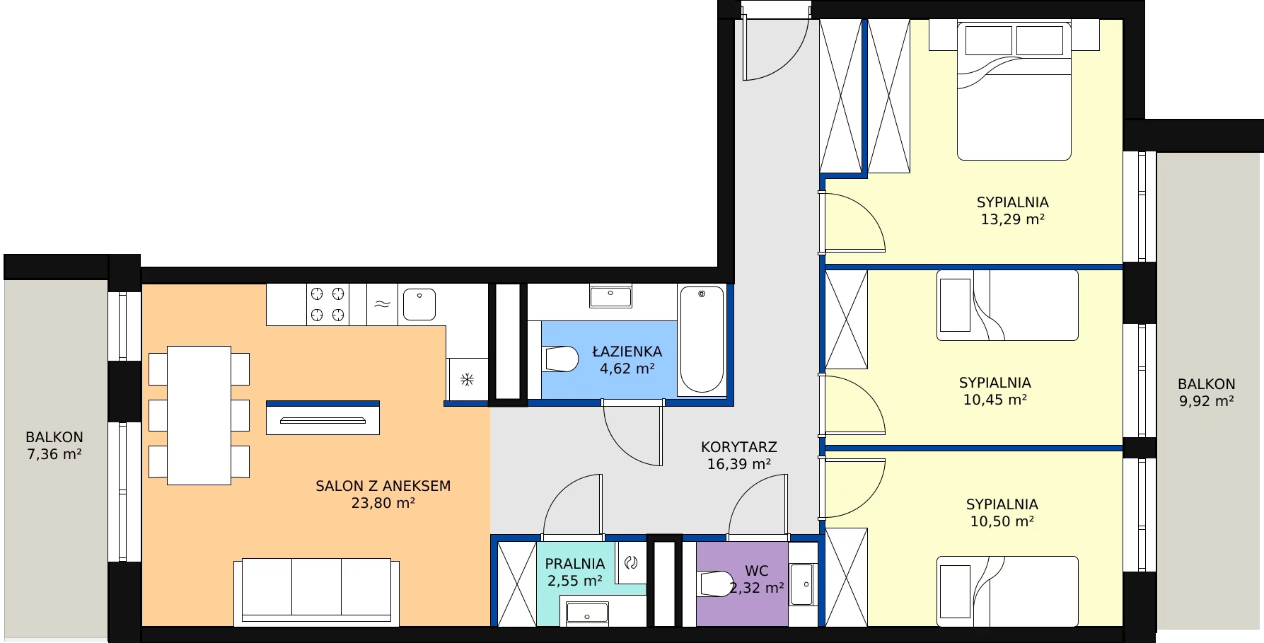 Zalety mieszkania 86.53 m², VI/124