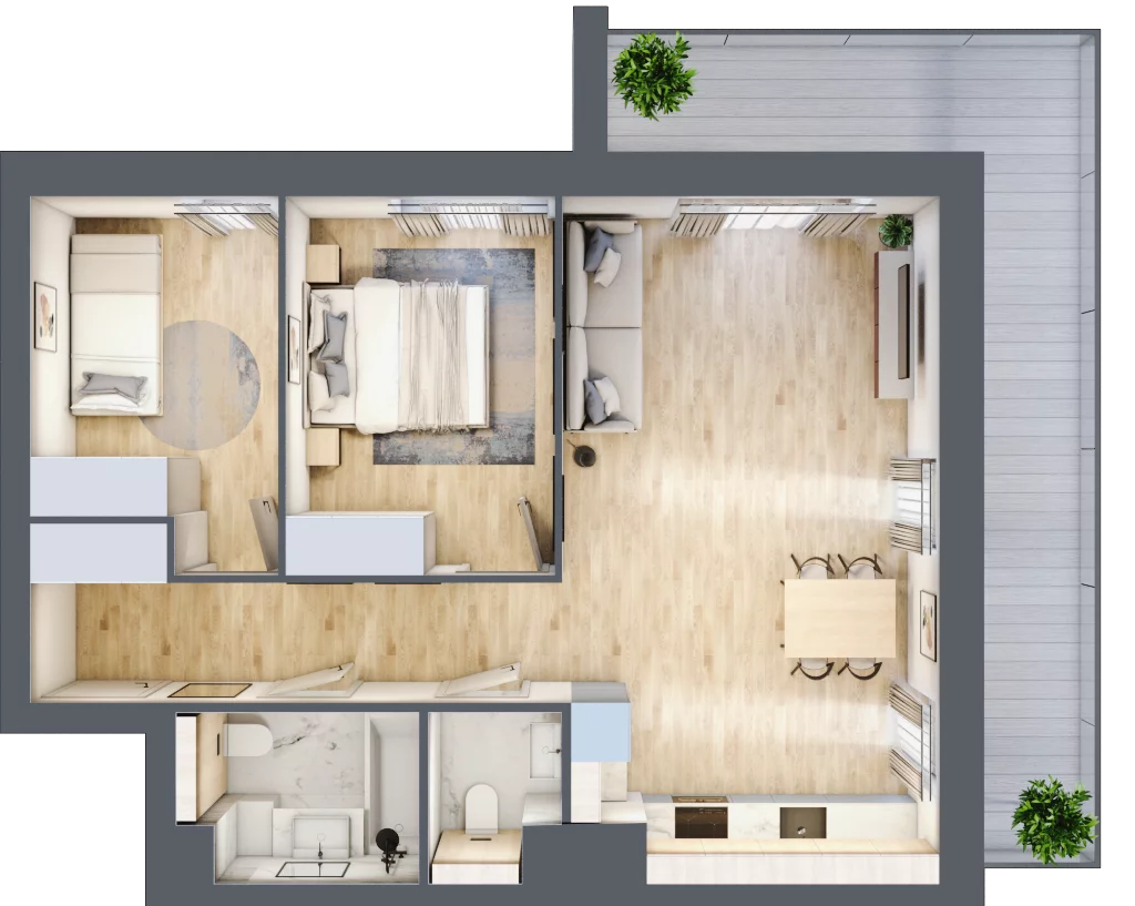 3 pokoje, mieszkanie 60,69 m², piętro 2, oferta nr VI/180, Viva Piast 6, Kraków, Mistrzejowice, ul. Powstańców
